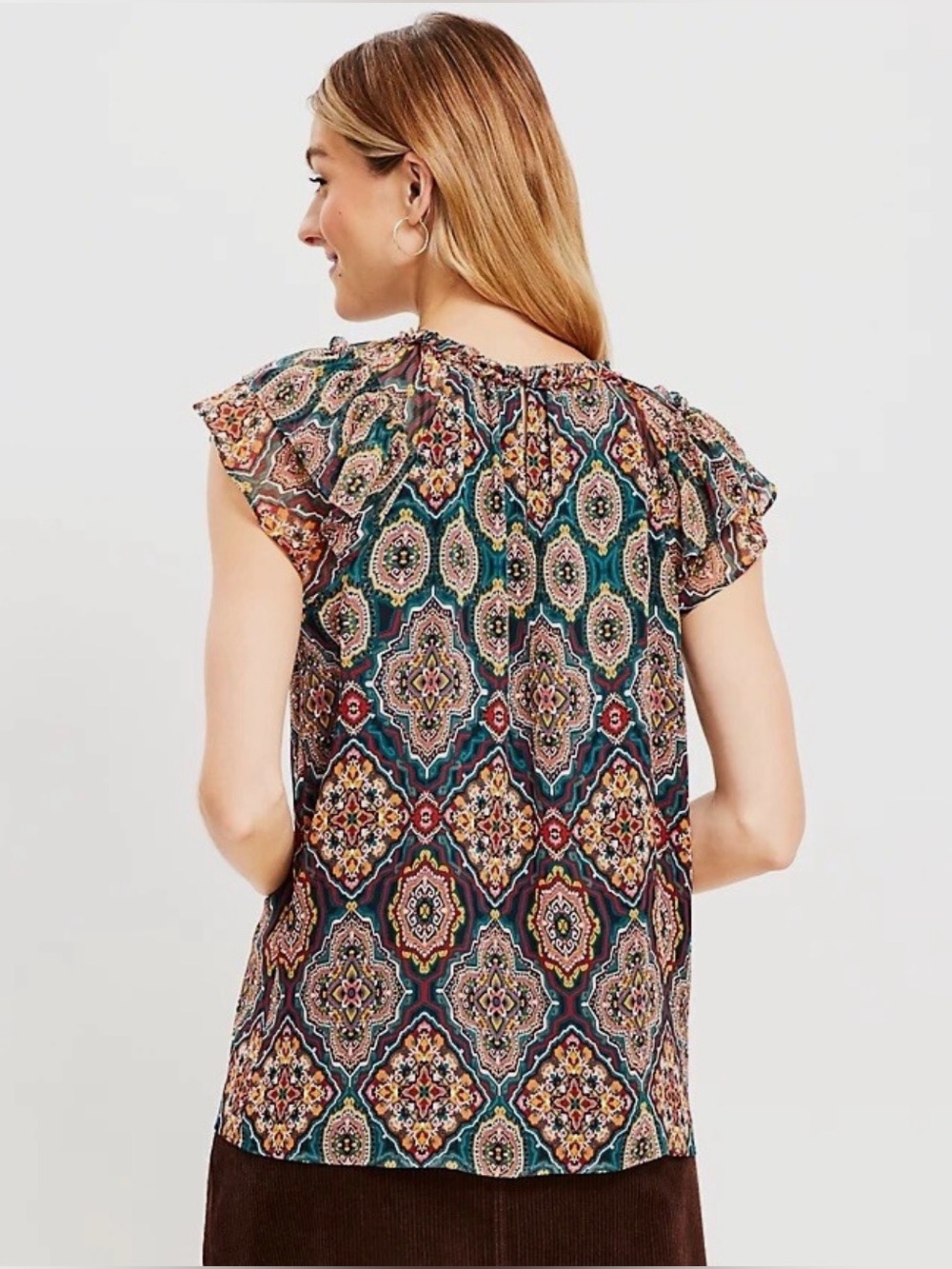 NWT LOFT Double Ruffle Blouse sz M - Picture 6 of 6